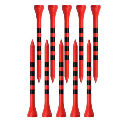 100pcs Bamboo Golf Tees Stripe Mark Scale High Performance 70mm Red