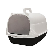 Cat Litter Box with Lid Portable Anti Splashing Easy Tidy Handle black