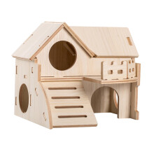 Wooden Hamster House Solid Wood Cage Accessories for Chinchilla Mice H