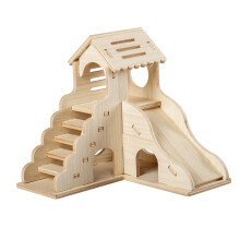 Wooden Hamster House Solid Wood Cage Accessories for Chinchilla Mice H