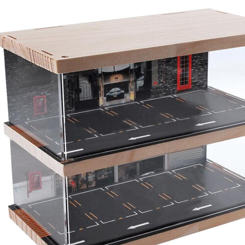 Parking Lot Display Case Diecast Car Garage Dustproof Container Dioram 2