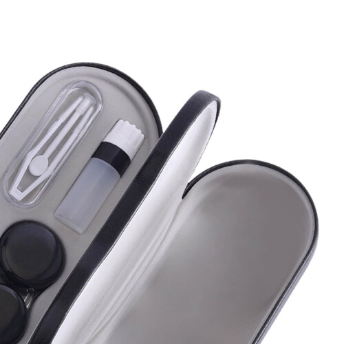 Dual Eyeglass Case Contact Lens Box Glasses Container Hard Case Black 2