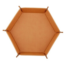Dice Folding Hexagon Tray PU Leather Dice Rolling Tray for Game Yellow
