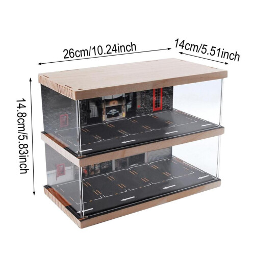 Parking Lot Display Case Diecast Car Garage Dustproof Container Dioram 1