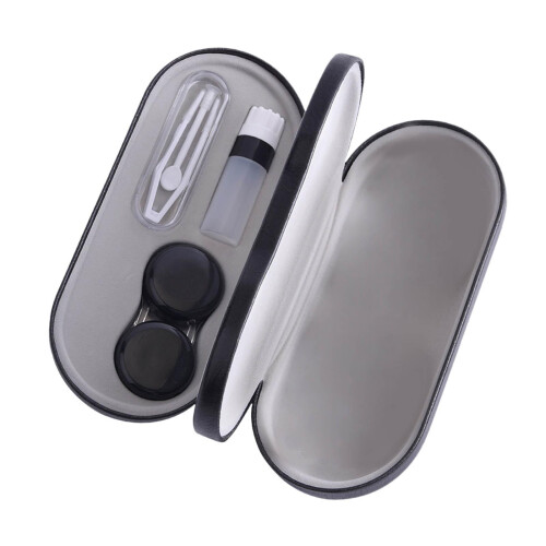 Dual Eyeglass Case Contact Lens Box Glasses Container Hard Case Black 1