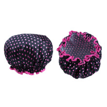 2 Pieces Double Layer Waterproof Shower Bathing Caps for Women Black #