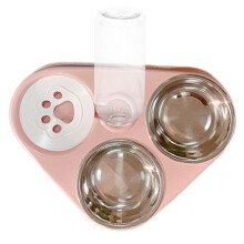 Automatic Water Dispenser Feeder Double Bowls for Dog Cat Pink