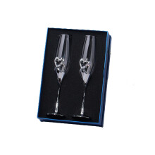 Wedding Toasting Champagne Glasses Flutes Crystal Diamante Hearts Silv
