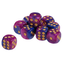10x Six Sided D6 Dice Dotted For Dungeons and Dragons Props Purple Blu