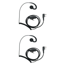 Two Way Radio Earpiece with Mic PTT, Compatible with Baofeng UV5R and Kenwood, CShape Swivel, 2 Pack