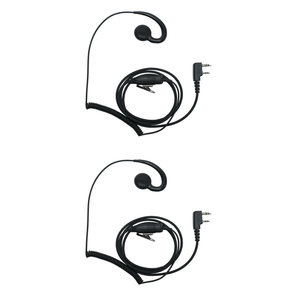 Two Way Radio Earpiece With Mic Ptt, Compatible With Baofeng Uv5r And Kenwood, Cshape Swivel, 2 Pack 9771547125907