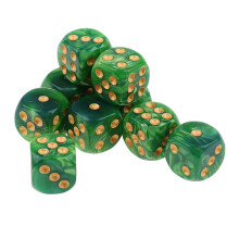 10x Six Sided D6 Dice Dotted For Dungeons and Dragons Props Green Yell