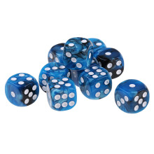 10x Six Sided D6 Dice Dotted For Dungeons and Dragons Props Blue Black