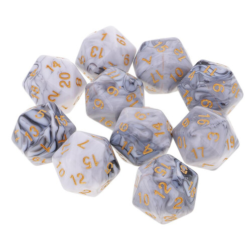 10pcs 20 Sided Dice D20 Polyhedral Dice for Dungeons and Dragons Table