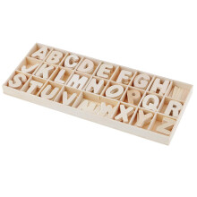 Unpainted 156x Wooden Letters A-Z Alphabet Letter with Storage Tray Ki