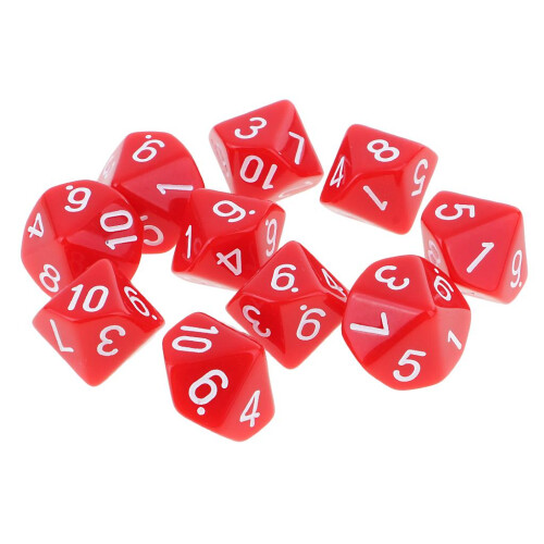 10pcs 10 Sided Dice D10 Polyhedral Dice for Dungeons and Dragons Games