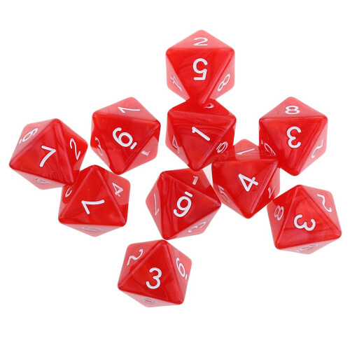 10pcs 8 Sided Dice D8 Polyhedral Dice for Party Table Games Red