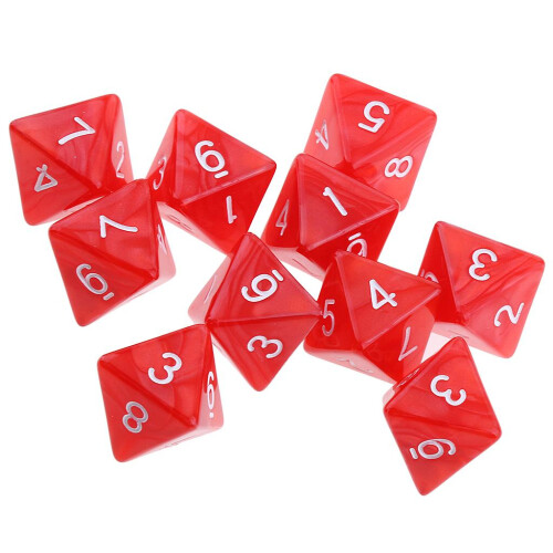 10pcs 8 Sided Dice D8 Polyhedral Dice for Party Table Games Red 1