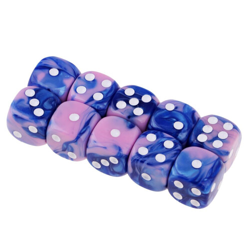 6-sided Game Dice 16mm Dice for Board Games and Teaching Math Pink+Blu