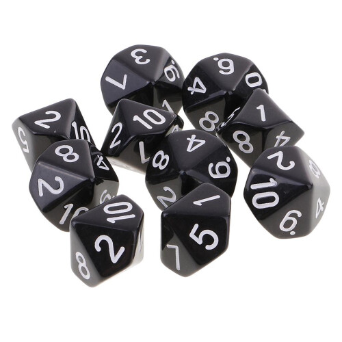 10pcs 10 Sided Dice D10 Polyhedral Dice for Dungeons and Dragons Games