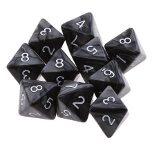 10pcs 10 Sided Dice D10 Polyhedral Dice for Party Table Game Black