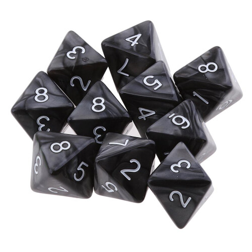10pcs 10 Sided Dice D10 Polyhedral Dice for Party Table Game Black