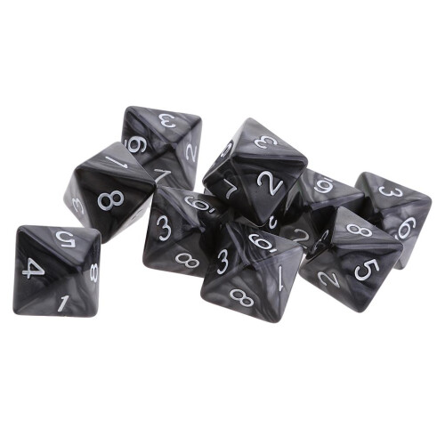 10pcs 10 Sided Dice D10 Polyhedral Dice for Party Table Game Black 2