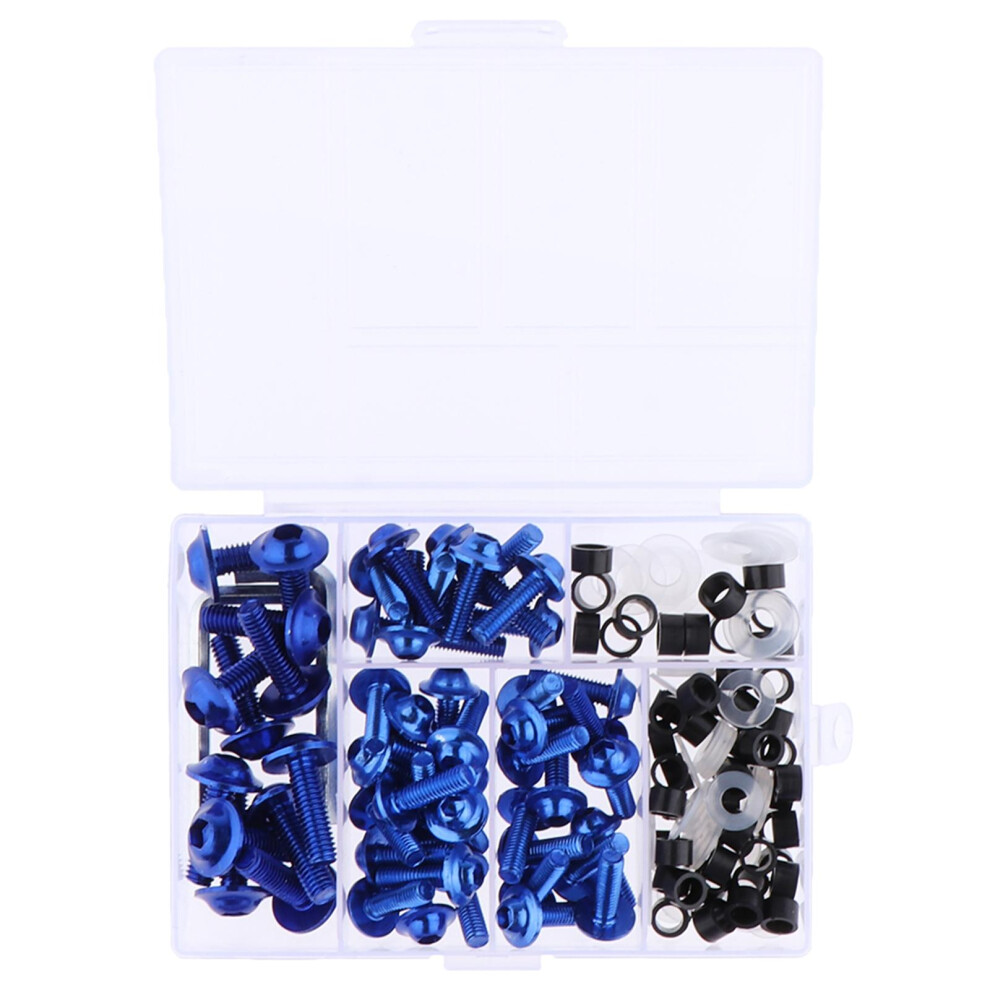 158Pcs Motorcycle Complete Fairing Bolt Kit Fastener Clips Screws Blue 6902696072306