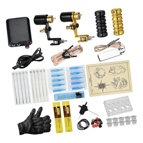Beginner Complete Tattoo Kit Machine Rotary Set     Power Supply Needl 2