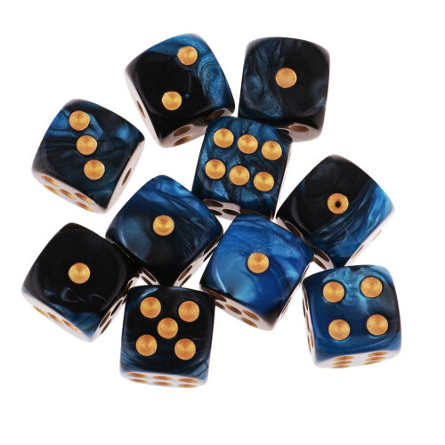 6-sided Game Dice 16mm Dice for Board Games and Teaching Math Blue+Bla 1