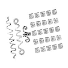 28x Dreadlock Hair Accessories Kit for Jewelry Making Hair Beard Silve