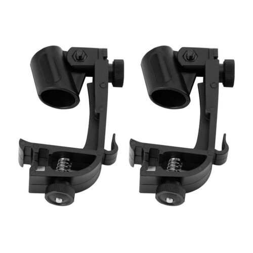 2Pcs Anti Shake Adjustable Height Clip-on Drum Mount Microphone Clamp