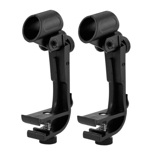 2Pcs Anti Shake Adjustable Height Clip-on Drum Mount Microphone Clamp 2