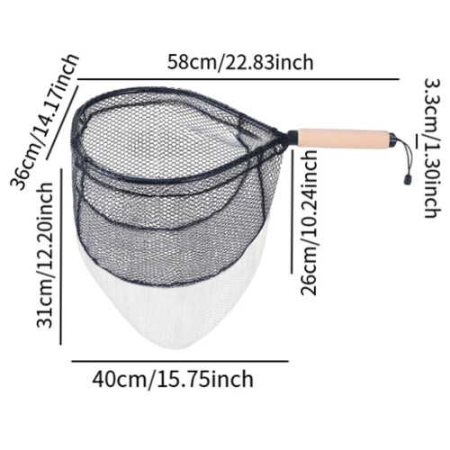 Landing Net Short Handle Portable Wood Handle Compact Freshwater Fishi 1