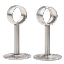 2 Pieces Stainless Steel Wardrobe Pipe Lever Rod Holder Socket Bracket