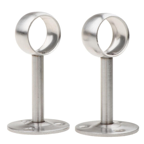 2 Pieces Stainless Steel Wardrobe Pipe Lever Rod Holder Socket Bracket