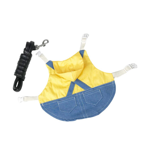 Rabbit Harness Adjustable Denim Jacket Coat for Small Animal L yellow 2