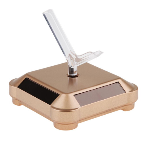 Solar Powered Rotating Display Stand Turntable Holder Tray + Rack Gold