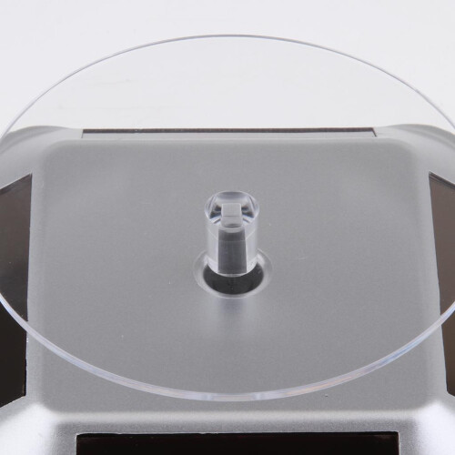 Solar Powered Rotating Display Stand Turntable Holder Tray + Rack Silv 2