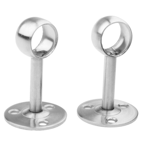 2 Pieces Stainless Steel Wardrobe Pipe Lever Rod Holder Socket Bracket