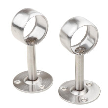 2 Pieces Stainless Steel Wardrobe Pipe Lever Rod Holder Socket Bracket