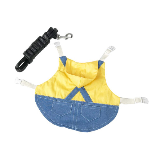 Rabbit Harness Adjustable Denim Jacket Coat for Small Animal L yellow 1