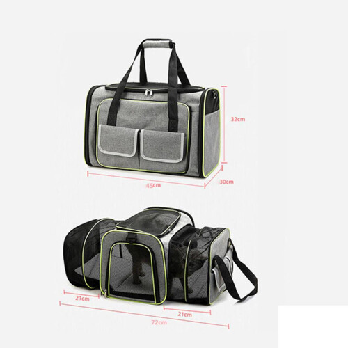 Portable Pet Carrier Handbag Purse Foldable Extensible Case Light gray 1