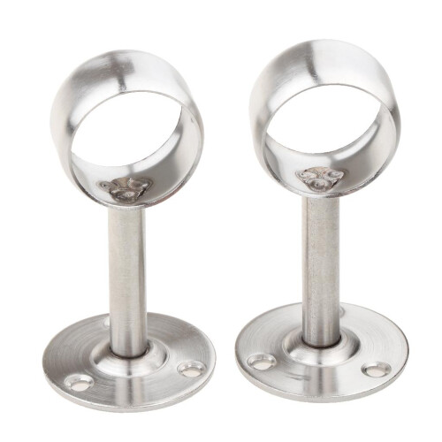 2 Pieces Stainless Steel Wardrobe Pipe Lever Rod Holder Socket Bracket 2