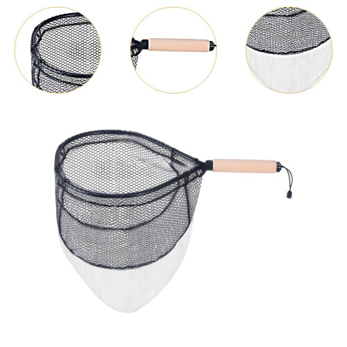 Landing Net Short Handle Portable Wood Handle Compact Freshwater Fishi 2