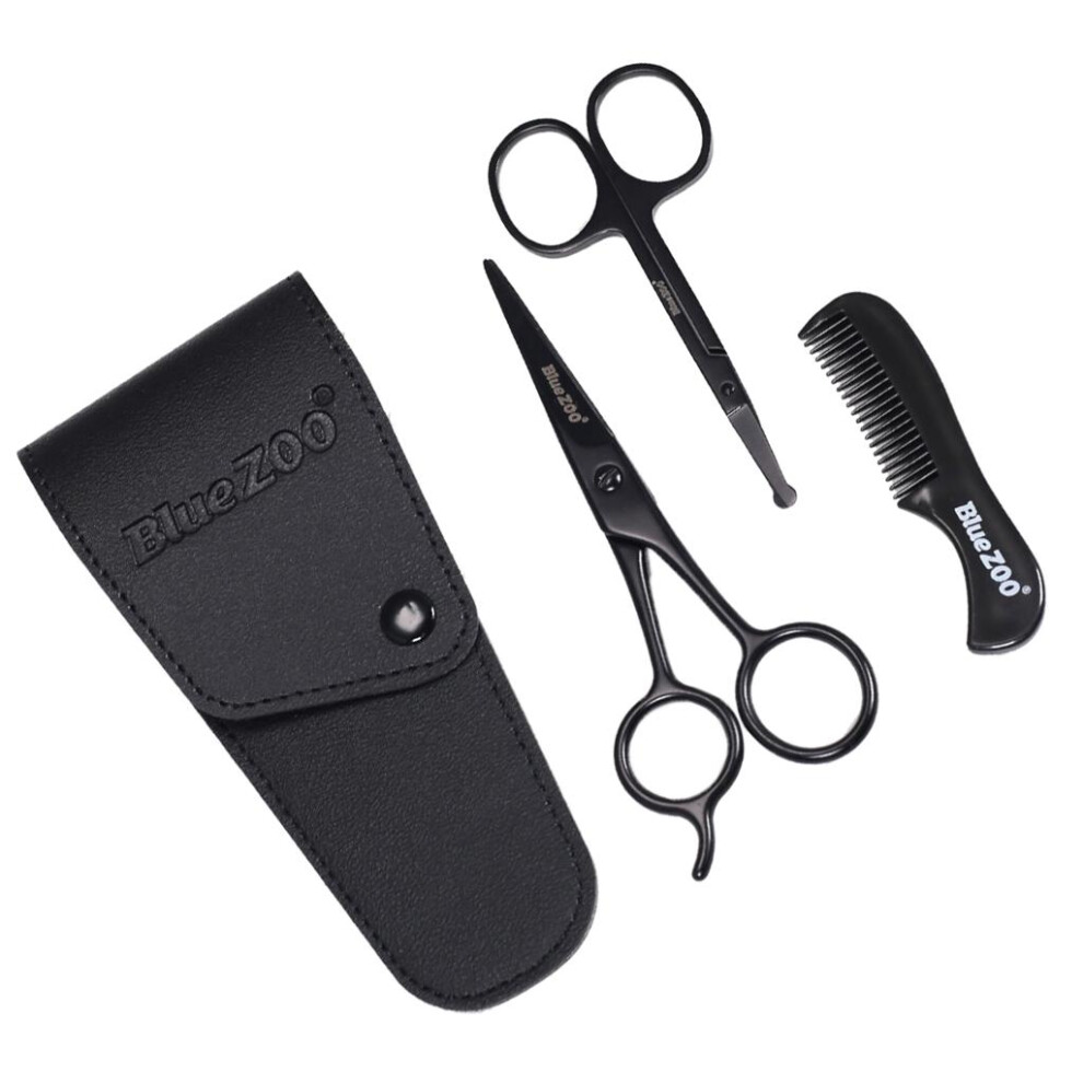 Nose Beard Mustache Scissors and Comb Set  for Men Women Care With Bag