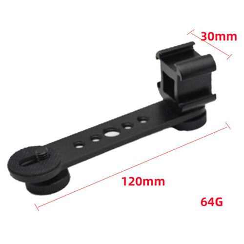 Triple Cold Shoe Mount Plate Microphone Stand Extension Bracket 120x30 1