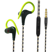 Sports Wired Earbuds 3.5mm Jack with Over Ear Hook for Jogging Gym Gre