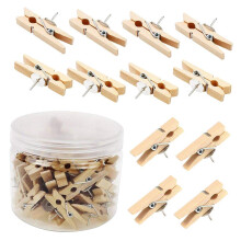 Wooden Clips Paper Photo Pushpin Tacks Thumbtacks Pins Memo Clamp 30pc