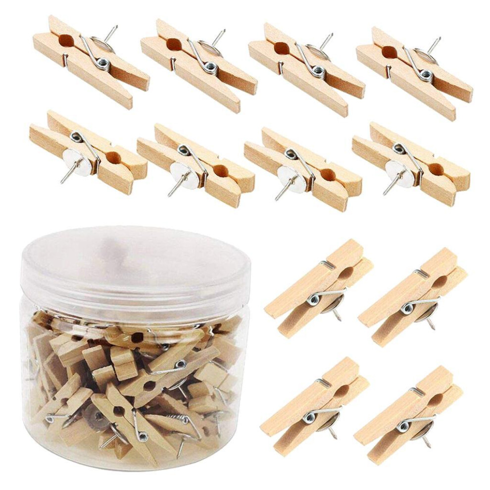 Wooden Clips Paper Photo Pushpin Tacks Thumbtacks Pins Memo Clamp 30Pc 6902696410528